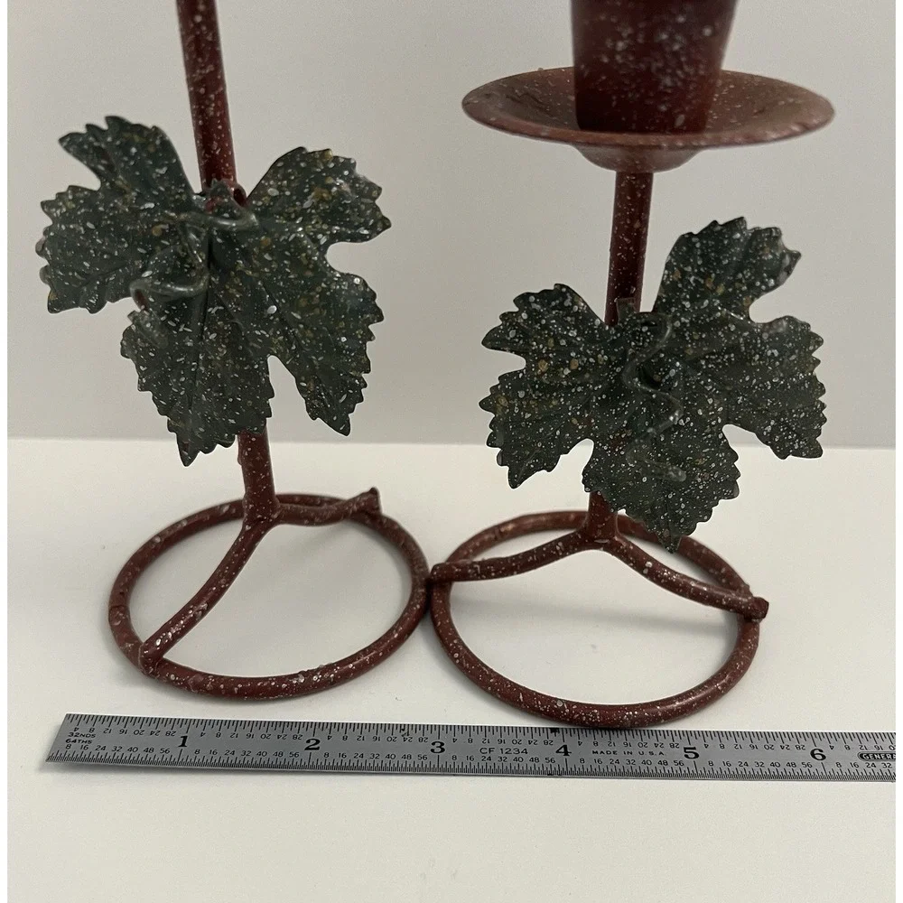 Vintage Pair Metal Grapevine Candlestick Holders Home Interiors Rustic Decor